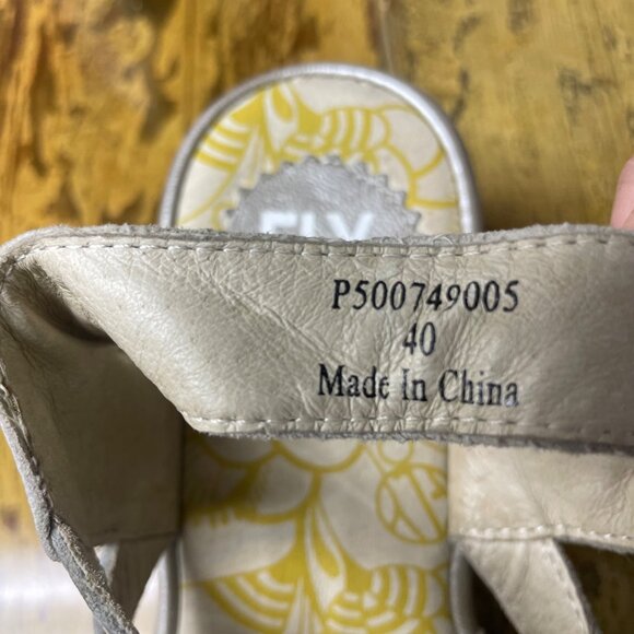 Fly London Yapi Leather Lace Up Wedge Sandals Silver Sz 40 (EU) - Picture 11 of 11
